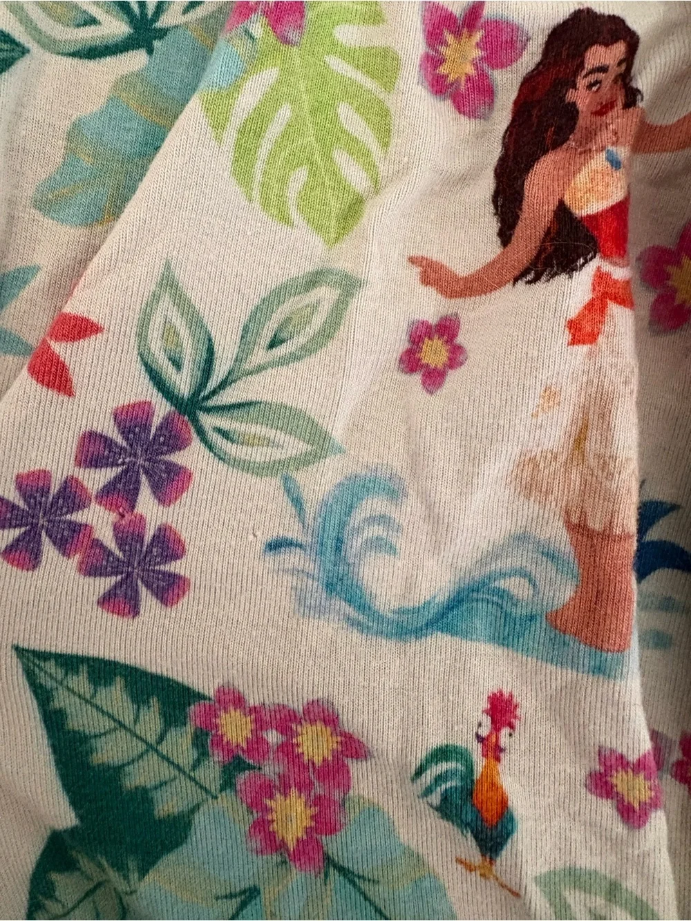Posh Peanut Moana White Floral Tropical Character Kids Pajamas